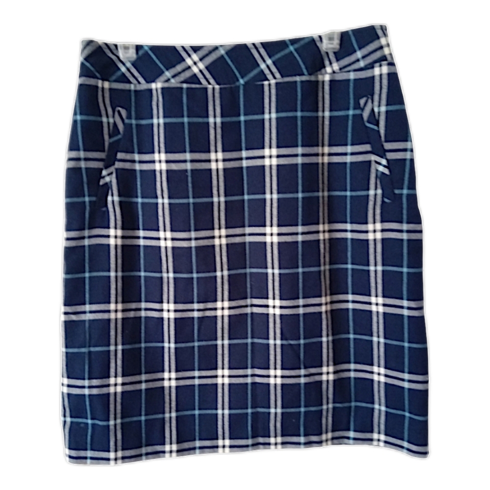 Women's Laura Scott Blues and White Plaid Skirt